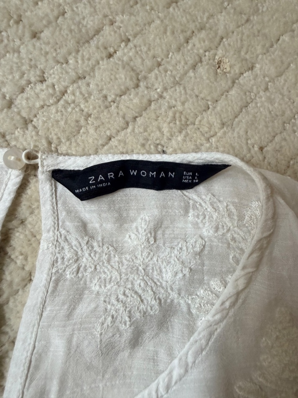 Zara White Embroidered Lace Boho Large Boho Romantic Cottagecore Festival Top - Picture 5 of 5